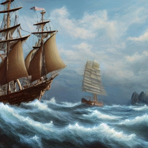 29672-3853429888-higly detailed, majestic royal tall ship on a calm sea,realistic painting, by Charles Gregory Artstation and Antonio Jacobsen an.webp